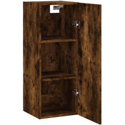 vidaXL Single Door Smoked Oak Wall Mounted Slim Storage Cabinet - Size: 90 x 34.5 x 34cm - Brown - Wilko - thumbnail 5