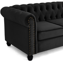 Home Detail Chesterfield 2 Seater Studded Black Velvet Sofa - Wilko - thumbnail 7