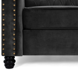 Home Detail Chesterfield 2 Seater Studded Black Velvet Sofa - Wilko - thumbnail 6