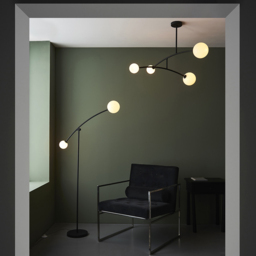 Merano Rovigo Matt Black and Opal Glass 4 Light Ceiling Light - Size: 90 x 102 x 63cm - Wilko - thumbnail 7