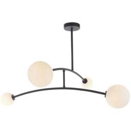 Merano Rovigo Matt Black and Opal Glass 4 Light Ceiling Light - Size: 90 x 102 x 63cm - Wilko