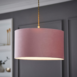 ValueLights Reni Blush Velvet Medium Drum Ceiling Lamp Shade 35cm - Size: 20 x 35 x 35cm - Pink - Wilko - thumbnail 3