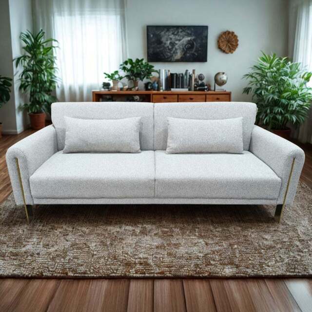 DS Living Como 2 Seater Silver Fabric Pull Out Sofa Bed - Wilko - image 1