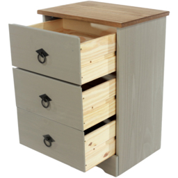 Core Products Corona Classic 3 Drawer Grey Pine Wood Bedside Cabinet - Wilko - thumbnail 4