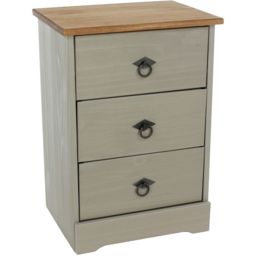 Core Products Corona Classic 3 Drawer Grey Pine Wood Bedside Cabinet - Wilko - thumbnail 3