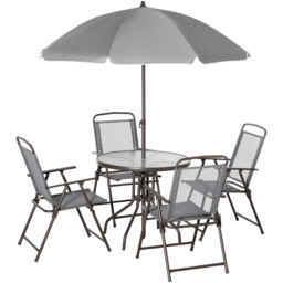Outsunny 4 Seater Grey Garden Dining Set with Umbrella - Wilko - thumbnail 3