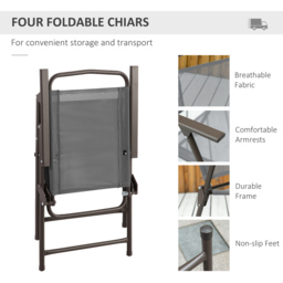 Outsunny 4 Seater Grey Garden Dining Set with Umbrella - Wilko - thumbnail 7