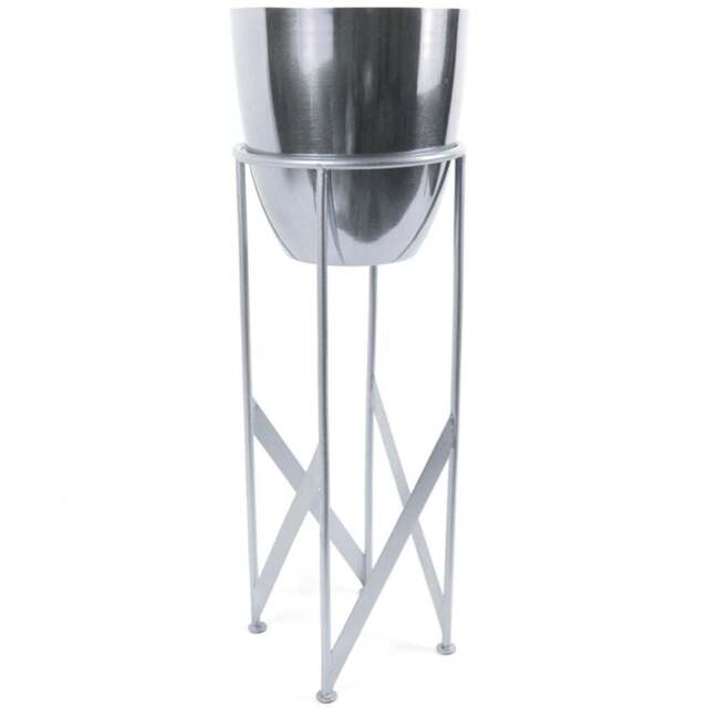Botanik Silver Metal Plant Stand Planter with Stand 55 x 19cm - Size: 55 x 19 x 19cm - Wilko - image 1
