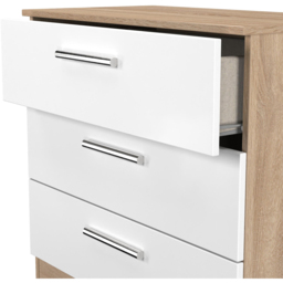 Crowndale Contrast 3 Drawer White Matt and Bardolino Oak Chest of Drawers Ready Assembled - White Matt & Bardolino Oak - Wilko - thumbnail 7