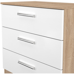 Crowndale Contrast 3 Drawer White Matt and Bardolino Oak Chest of Drawers Ready Assembled - White Matt & Bardolino Oak - Wilko - thumbnail 6