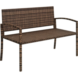 Outsunny 2 Seater Brown Rattan Garden Loveseat Bench - Wilko - thumbnail 3