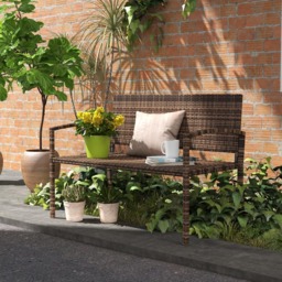 Outsunny 2 Seater Brown Rattan Garden Loveseat Bench - Wilko - thumbnail 5