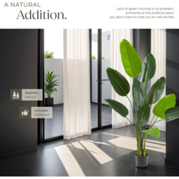 tectake Artificial Bird of Paradise Tree in Pot 160cm - Size: 160 x 25 x 25cm - Green - Wilko - thumbnail 6