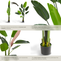 tectake Artificial Bird of Paradise Tree in Pot 160cm - Size: 160 x 25 x 25cm - Green - Wilko - thumbnail 5