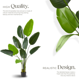 tectake Artificial Bird of Paradise Tree in Pot 160cm - Size: 160 x 25 x 25cm - Green - Wilko - thumbnail 4