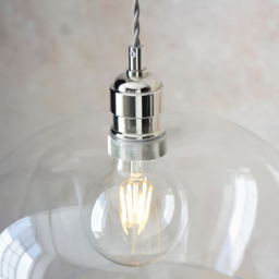 Merano Livorno Clear Glass Bright Nickel Plate Small Round Pendant Ceiling Lamp - Size: 31 x 31 x 151cm - Grey - Wilko - thumbnail 5