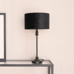 ValueLights Maggie Black Candlestick LED Table Lamp with Black and Gold Velvet Lamp Shade - Size: 50 x 25 x 25cm - Wilko - thumbnail 3