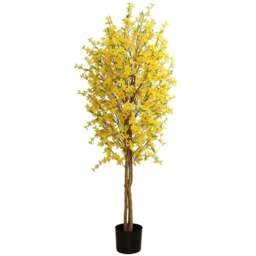 Leaf Yellow Forsythia Artificial Tree in Pot 150cm - Size: 150 x 60 x 60cm - Wilko - thumbnail 1