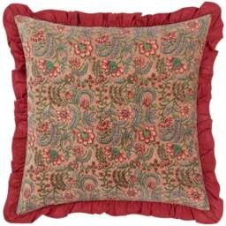 Paoletti Haven Blushing Rose Floral Cotton Velvet Cushion - Size: 50 x 50 cm - Pink - Wilko