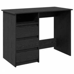 vidaXL 3 Drawer Single Shelf Computer Desk Black - Size: 75 x 102 x 50cm - Wilko - thumbnail 3