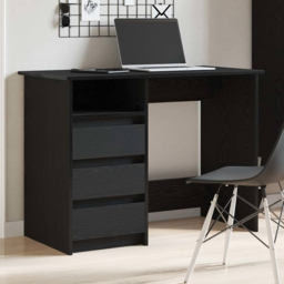 vidaXL 3 Drawer Single Shelf Computer Desk Black - Size: 75 x 102 x 50cm - Wilko - thumbnail 1