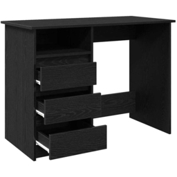 vidaXL 3 Drawer Single Shelf Computer Desk Black - Size: 75 x 102 x 50cm - Wilko - thumbnail 5