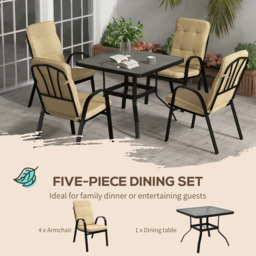 Outsunny 4 Seater Beige Outdoor Garden Dining Set - Cream - Wilko - thumbnail 7