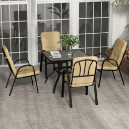 Outsunny 4 Seater Beige Outdoor Garden Dining Set - Cream - Wilko