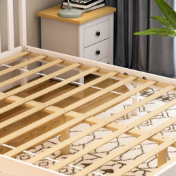 Vida Designs Milan King Size White and Pine Low Foot Wooden Bed Frame - Wilko - thumbnail 4