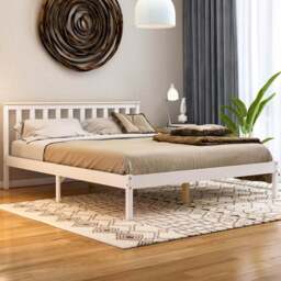 Vida Designs Milan King Size White and Pine Low Foot Wooden Bed Frame - Wilko - thumbnail 1