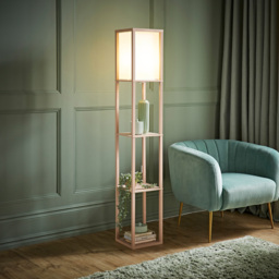 ValueLights Struttura Fabric Shade Pink Shelving Unit Floor Lamp with Bulb - Size: 160 x 26 x 26cm - Wilko - thumbnail 3