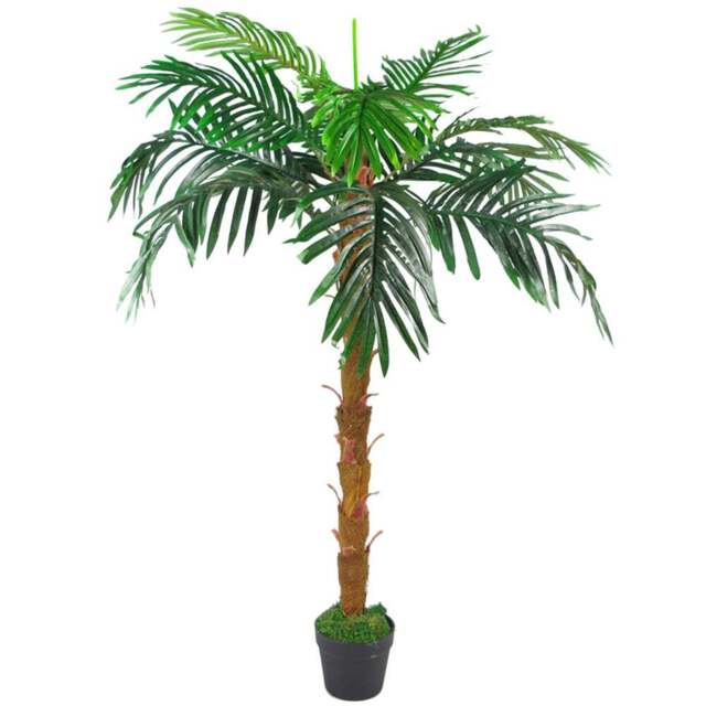Leaf Princess Palm Artificial Tree with Natural Trunk 130cm - Size: 130 x 70 x 70cm - Green - Wilko - image 1