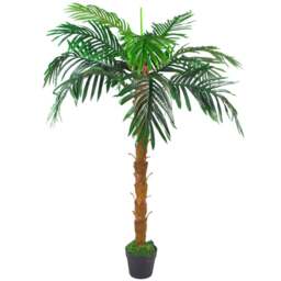 Leaf Princess Palm Artificial Tree with Natural Trunk 130cm - Size: 130 x 70 x 70cm - Green - Wilko