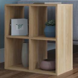 Decorotika Hansen 4 Shelf Oak Side Table - Size: 63.2 x 59.6 x 29.6cm - Yellow - Wilko