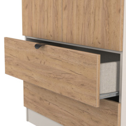 Crowndale Bora 2 Door 2 Drawer Gold Oak and Kashmir Tall Double Wardrobe - Size: 2 Door, 2 Drawer - Cream - Wilko - thumbnail 7