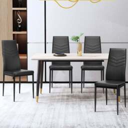 Costway Set of 4 Black Upholstered Chair - Wilko
