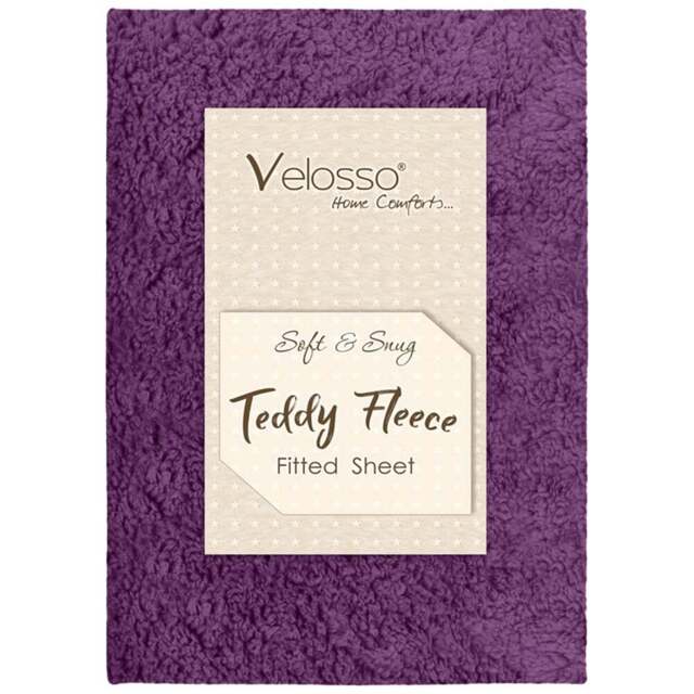 Velosso Double Purple Teddy Fleece Fitted Sheet - Wilko - image 1