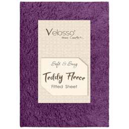 Velosso Double Purple Teddy Fleece Fitted Sheet - Wilko - thumbnail 1