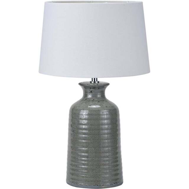 Pacific Lifestyle Helka White Fabric Shade Smokey Green Reactive Glaze Ceramic Table Lamp - Size: 49 x 30 x 30cm - Wilko - image 1