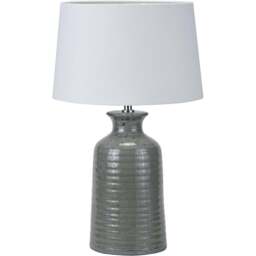 Pacific Lifestyle Helka White Fabric Shade Smokey Green Reactive Glaze Ceramic Table Lamp - Size: 49 x 30 x 30cm - Wilko