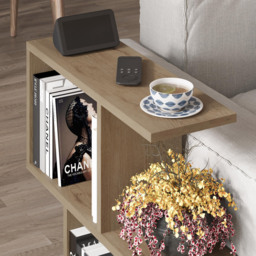 Decortie Homemania 4 Shelf Oak Effect Side Table - Size: 60 x 60 x 19.5cm - Cream - Wilko - thumbnail 4