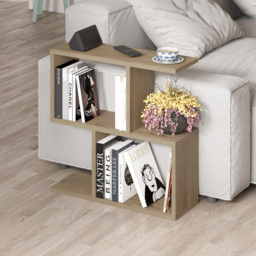 Decortie Homemania 4 Shelf Oak Effect Side Table - Size: 60 x 60 x 19.5cm - Cream - Wilko - thumbnail 6