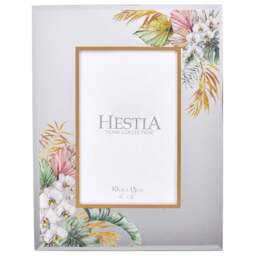 Premier Housewares Hestia Oasis Print Photo Frame 4 x 6 Inch - Size: A6 - Silver - Hestia Home - Wilko