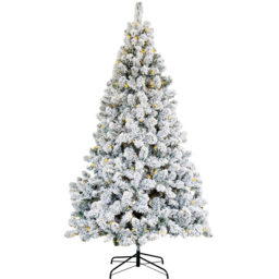 Shatchi Warm White LED Pre-Lit Yukon Snow Pine Christmas Tree 6ft - Green - Wilko - thumbnail 1