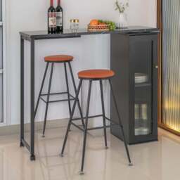 Costway 2 Seater Swivelling Top Bar Table Set Black - Wilko