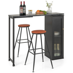 Costway 2 Seater Swivelling Top Bar Table Set Black - Wilko - thumbnail 3