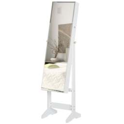 Portland White Lockable Mirror Jewellery Adjustable Armoire - Size: 156 x 36.5 x 41cm - Wilko - thumbnail 1