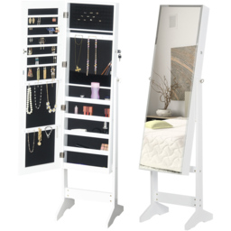 Portland White Lockable Mirror Jewellery Adjustable Armoire - Size: 156 x 36.5 x 41cm - Wilko - thumbnail 4