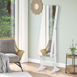 Portland White Lockable Mirror Jewellery Adjustable Armoire - Size: 156 x 36.5 x 41cm - Wilko - thumbnail 6