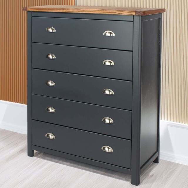 Core Products Dunkeld 5 Drawer Midnight Blue Chest of Drawers - Size: 5 Drawers - Wilko - image 1